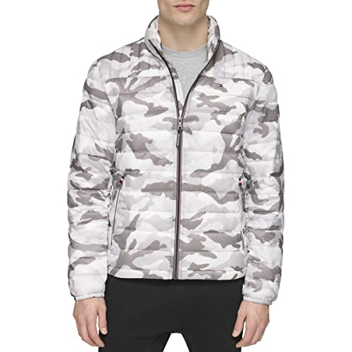Image of Tommy Hilfiger Mens Embroidered Logo Puffer Jacket