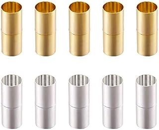 PandaHall 10 Sets Brass Tube Magnetic Jewelry Clasps Golden & Silver Magnetic Cord End Caps for Bracelet Necklace Jewelry Making