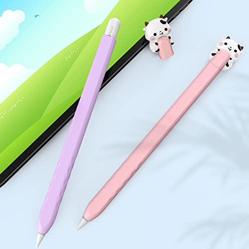 NIUTRENDZ Cute Cow Case for Apple Pencil 2nd Generation Case Silicone Protective Cover Sleeve Skin AccessoriesMagnetic Charging & Double Tap(Purple) - Image 3