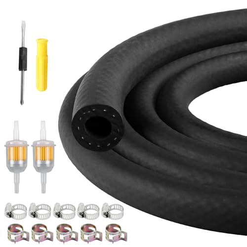 Image of 8MM Fuel Pipe Kit Upgrade NBR Fuel Hose with Screwdriver, 10 Clamps & 2 Filters,1M Fuel Line Hose for Cars, Trucks, Generators Diesel Heater Fuel Line, Heat & Chemical Resistant, Leak-Proof for Fixes