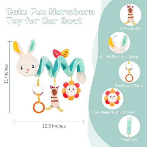Image of FATI Car Seat Toys for Babies 0-6 Months, Stroller & Crib Toys with Squeaker Rattles - Ideal Gifts
