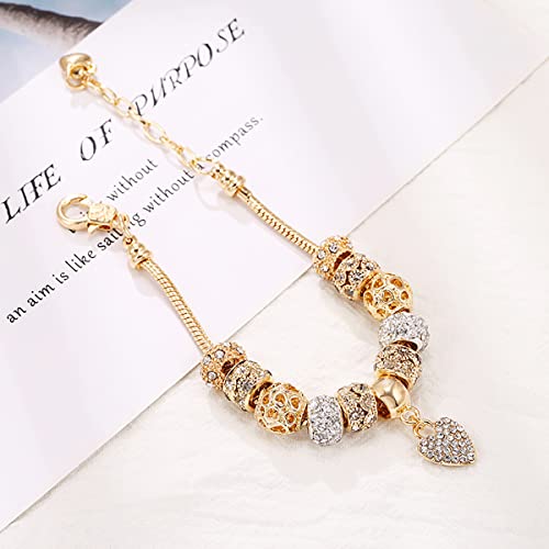 Bmfhjeq Women Boho Bracelets Adjustable Gold Shiny Rhinestone Bracelet Fashion Accessories Jewelry Ideal Gift For Women And Girls (Gold-A) #TOP3