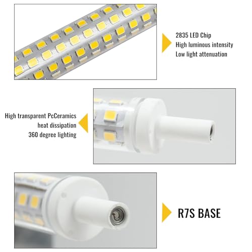 2 Pcs R7S Led Bulb 118mm Dimmable 9w 3000k J118 Warm White Led Linear Halogen Light Bulbs Replacement Equivalent Energy Saving Reflector Floodlight Security Light Bulb for Ceiling Floodlight Lamp - Image 4