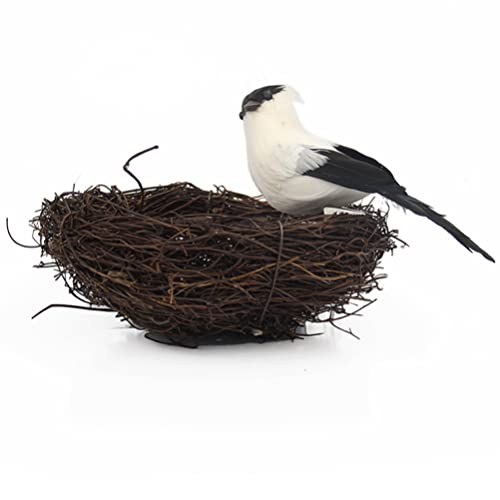 Amosfun Pássaro artificial decorativo com ovos artificiais, enfeite para foto, quarto, jardim, casam