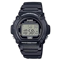 CASIO W219H-1A Unisex Black Digital Watch with Black Band