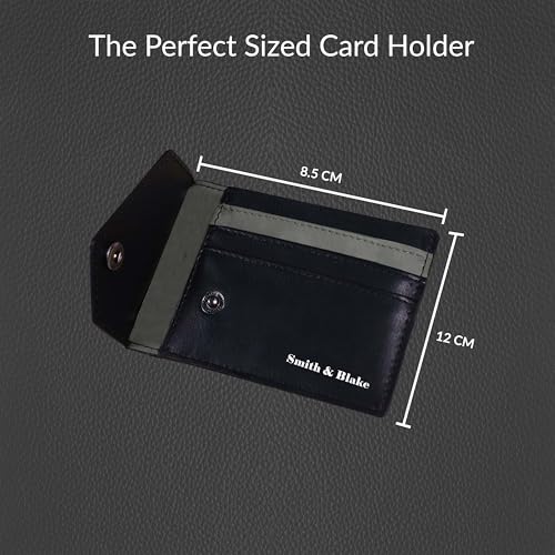 Image of Smith & Blake - Credit Card Holder Wallet for Men and Women -3 ATM Card Slots - Snap Button Pocket - Back Pocket - Black Premium Leatherette - Prospero