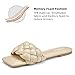 ATHMILE Braided Womens Sandals Square Open Toe Fashion Slide Sandals Women Dressy Summer Flat Beach Beige 2025 Size 7