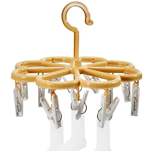 Estante de secado de calcetines, secador plegable de uso extensivo, rotación de 360 grados, resistente al viento, colgador de secado de ropa para calcetines, colgador de ropa interior, pinzas de ropa