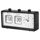 EPIGEIST Orologio Calendario Manuale in Stile Retrò con Sveglia Meccanica Display Data e Adatto per Camera e Studio Senza Batteria