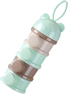 4 Layers Baby Milk Powder Formula Dispenser, Infant Milk Powder Box Stackable Food Snacks Storage Box Formula Container for Travel (Light Green)