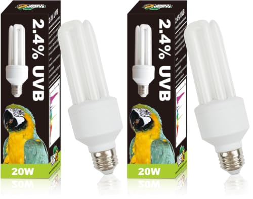 Image of LUCKY HERP UVA UVB Light Bulb for Birds 2.4 UVB 20W Compact Flourescent Lamp for All Kinds Captive Birds (Pack of 2)