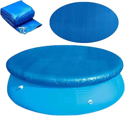 Round Pool Cover for Above Ground Round Pools - Dustproof Waterproof Leaf Protection Pool Cover with Reinforced Drawstring & Ventilation Holes - Heavy Duty Swimming Pool Cover (8FT)