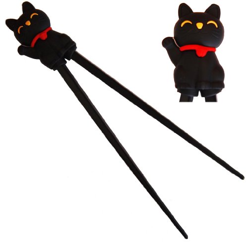 Cute Kitty Cat Plastic Chopsticks with Silicone Guide/Training Connector