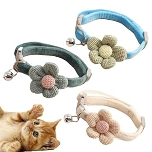 Lot de 3 colliers pour chats avec cloches, colliers réglables avec papillon, colliers pour chats avec fleur pour chats, chiots, lapins, chatons, articles pour animaux domestiques, trois couleurs