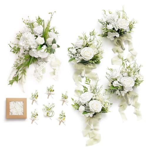 Ling's moment Wedding Artificial Flowers Package, Lily Valley White