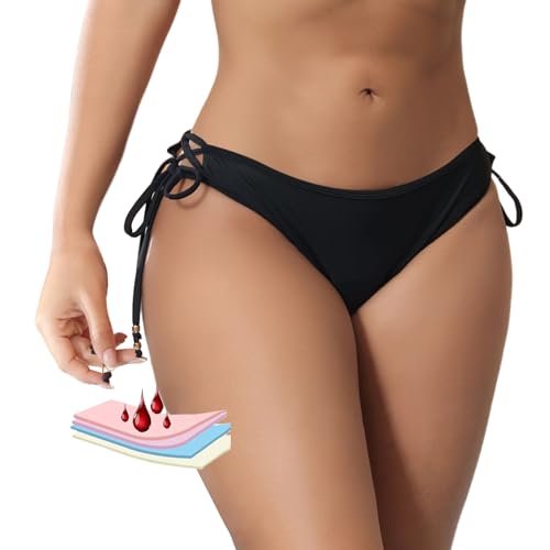 SherryDC Women Period Swimwear Menstrual Bikini Bottoms Tie Side Bathing Suit Leakproof Swim Bottoms for Teens, Grils
