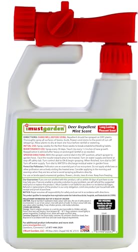I Must Garden Deer Repellent Hose END Concentrate: Mint Scent Deer Spray for Gardens, Plants, and Trees – 32oz Easy Hose End Sprayer – Covers 10,000 sq. ft.