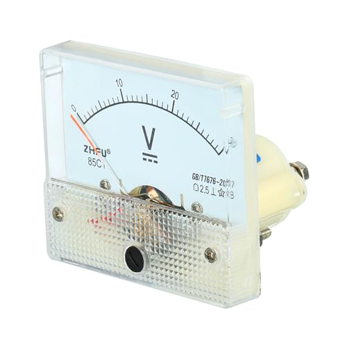 YOKIVE アナログパネル電圧計 85C1 DC0-30Vボルトメーター計測ゲージ 回路テスト測定機器に最適(ホワイト 長方形)