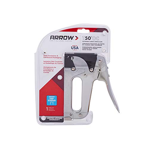 Arrow T50Oc Heavy Duty Outward Clinch Staple Gun, Manual Stapler For Packaging And Boxes, Uses T50 Staples In 3/8-Inch, 1/2-Inch, And 9/16-Inch #TOP4