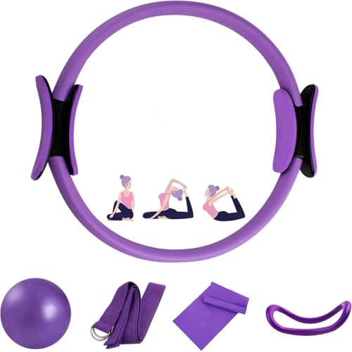 Set da pilates Cerchio Pilates, Anello da Pilates, Anello Flessibile Resistente con Maniglie Imbottite, Fitness Attrezzi Casa, Allenamenti Yoga, Fitness Ring per Esercizi Interni della Cosce e Gambe