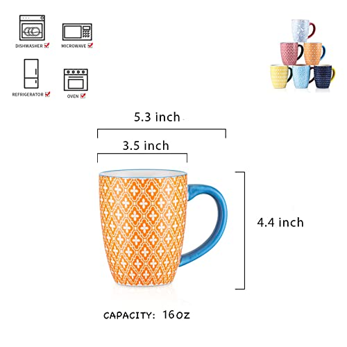 Selamica 16 Oz Porcelain Coffee Mugs Set Of 6, Coffee Cups Ceramic With Handle, Dishwasher, Oven, Microwave Safe, Christmas Gift, Assorted Colors #TOP1