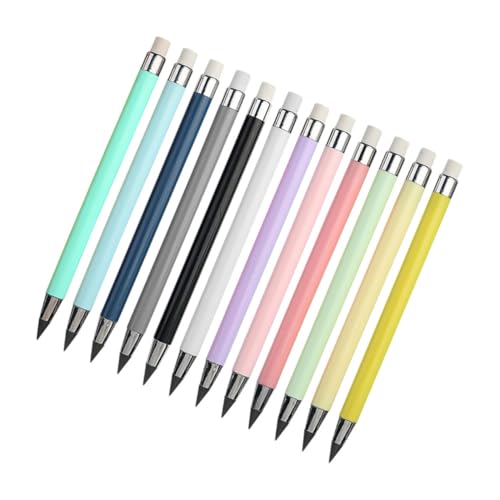 NUOLUX 12個 永遠に使える削らない黒筆 滑らかな書き心地 素材 スケッチ 受験用 学生向け筆記具