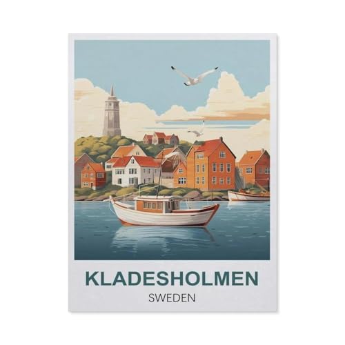 BEAYODKP Peinture par numéros pour adultes et enfants débutants，Kladesholmen Suède，Peinture par numéros sur toile avec pinceaux et pigments acryliques - Facile à peindre pour décoration(20x30cm-EZ38