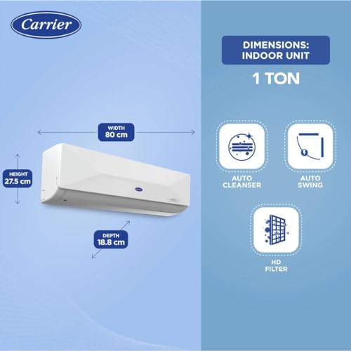 Image of Carrier 1.5 Ton 18K 5 Star XCEL EDGE EXi Inverter Split Air Conditioner (CAI18CE5R34W0 5 kW, White)