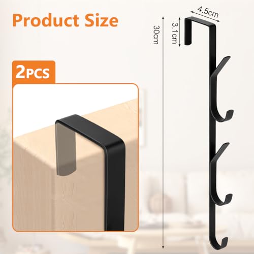 Miniatura 2 de Flintronic Ganchos Para Colgar Sobre La Puerta, 2 Piezas X 5 Ganchos Colgador Vertical Sobre La Puerta, Perchero Para Puerta Sin Taladrar, Para Dormitorio, Baño, Cocina, Armario, Negro