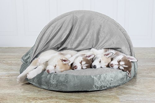 Furhaven 35" Round Orthopedic Dog Bed Microvelvet Snuggery W/ Removable Washable Cover - Silver, 35-Inch #TOP2