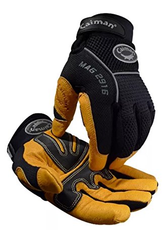 Caiman 2916-4 Yellow Pig Grain Heatrac III Glove, Medium