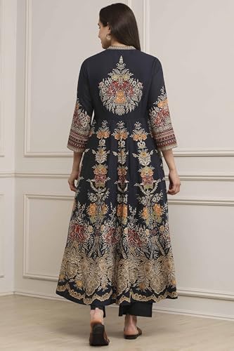 Image of Biba Printed Cotton Kalidar Casual Kurta With Palazzos