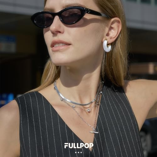Image of Fullpop Vintage Earrings for Women, Chunky 14K Gold Plated Resin Hoop Earrings Lightweight Hollow Drop Earrings Hypoallergenic Earrings for Women Vintage Anthropologie Jewelry Gifts for Women