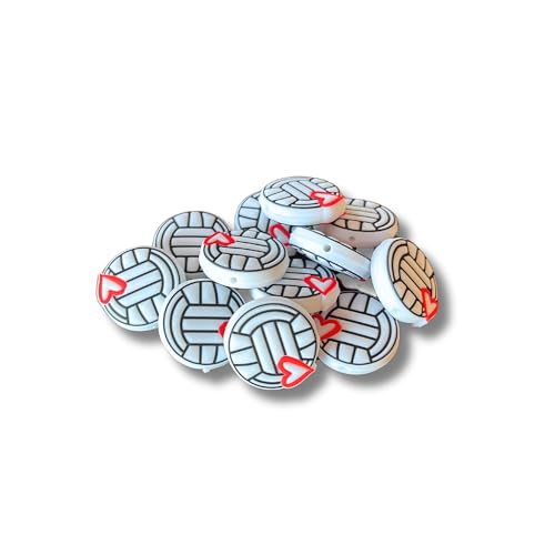 Volleyball Heart Sports Silicone Focal Beads 12pk Charm