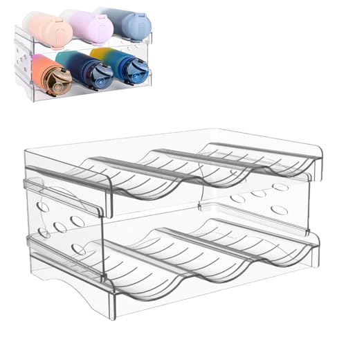 Portabottiglie Vino e Acqua Impilabile, Porta Bottiglie Acqua Impilabile per 6 Bottiglie, Plastica Portabottiglie da Frigo per Bottiglie di Vino, per Piano di Lavoro Della Cucina, Armadio, Ufficio