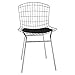 Manhattan Comfort Madeline Mid Century Modern Kitchen and Dining Metal Chair with Seat Cushion, Silver/Black