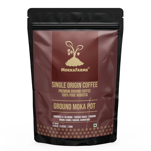 Image of MokkaFarms Premium 100% Robusta Coffee - Moka Pot - Medium Roast | Fresh & Single Origin | Plantation A /AA Beans | Rich, Flavourful & Aromatic | One Way Valve Zip-Lock Bag