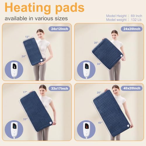 Image of Heating Pad,Electric Heating Pads,Heating Pad for Back,DarkBlue,24x12 in