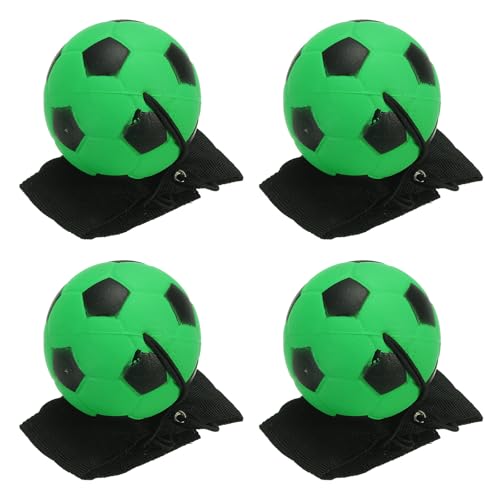 PATIKIL 2.5 Inch Sports Wrist Ball, 4Pcs Soccer Rubber Rebound Wristband Wrist Return Ball Sport on A String for Exercise Play, Fluorescent Green