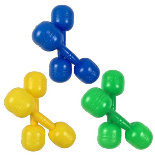 Xoeryoy Juego de 6 Mancuernas para niños, Pesas para niños, Juguetes sensoriales Que Hacen Sonido, Mancuernas de plástico Ligeras, Amarillo/Verde/Azul