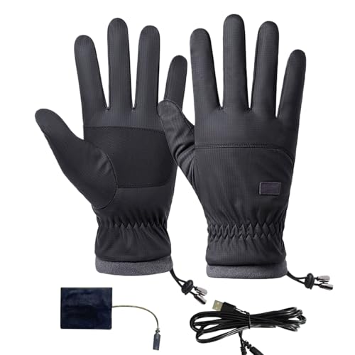 Heated Gloves - Polyester USB Windproof Electric Mittens for Ergonomic Comfort, Fast Heating Design with Non-Slip Grip, Outdoor Hand Warmers for Winter Sports Snowboarding Hiking Sledding Cycling