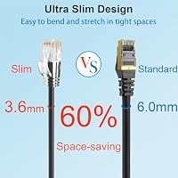 Xcftaud Cat 6 Patchkabel, 1,5 m (10 Stück), schlankes Cat6a Ethernet-Patchkabel, 10 Gbit/s, 550 MHz, UTP reines Kupfer, Patchkabel, Cat6, flexibles dünnes Cat6a-Patchkabel für Netzwerkgeräte Setup – Ansicht 3