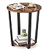 VASAGLE Industrial End Table, Metal Side Table, Round Sofa Table with Storage Rack, Stable and Sturdy Construction, Easy Assembly, Wood Look Accent Furniture with Metal Frame ULET57X