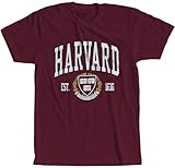 Harvard University T-Shirt Officially Licensed Crest Logo College Tee Crimson S