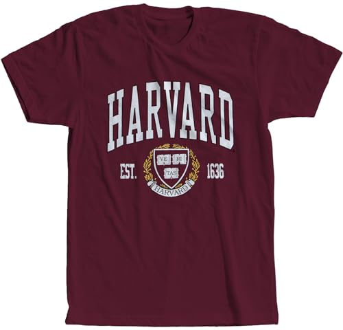Harvard University T-Shirt Officially Licensed Crest Logo College Tee Crimson L