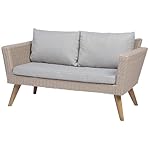 Vittoria Lounge-Set Rattan Braun mit grauen Auflagen