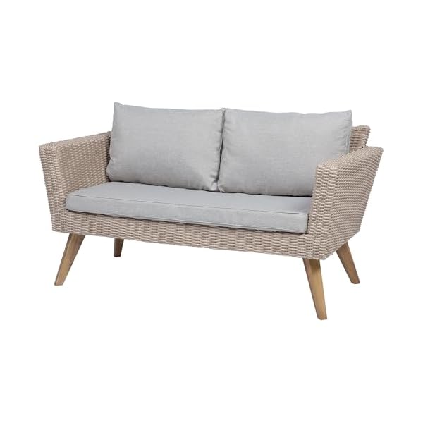 Vittoria Lounge-Set Rattan Braun mit grauen Auflagen