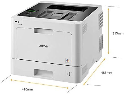 Brother HL-L8260CDW Colour Laser Printer - Single Function, Wireless/USB 2.0/Network, 2 Sided Printing, A4 Printer, Business Printer, UK Plug, Light Grey/Black, 2-Line LCD