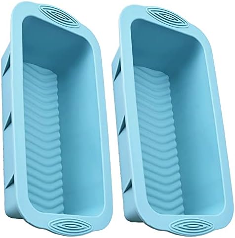 Loaf Pans for Baking Bread 8.5 x 4.5 Value 2 Pack Toast Oven Mold Silicone Food Grade Reusable Bakeware Pan Dishwasher for Kitchen Homemade Breads Cakes Meatloaf (Blue-2 Pack)