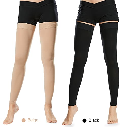 Image of Compression Sock, Morelian 1 Pair Thigh High Socks Men Women 20-30mmHg Stockings Sleeves for Varicose Vein Swelling